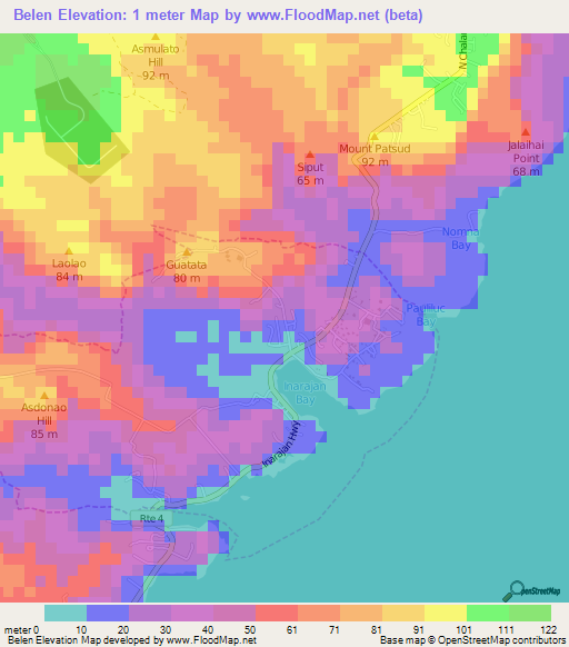 Belen,Guam Elevation Map