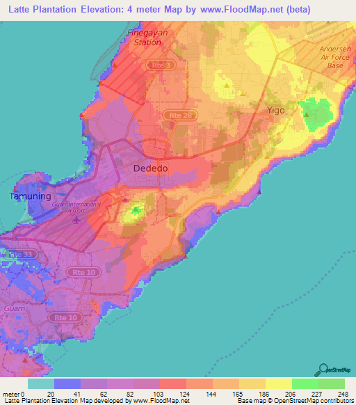 Latte Plantation,Guam Elevation Map