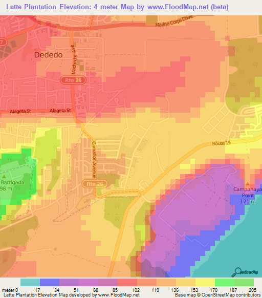 Latte Plantation,Guam Elevation Map