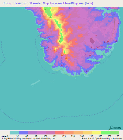 Julog,Guam Elevation Map