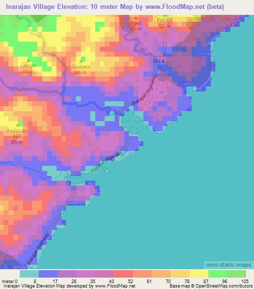 Inarajan Village,Guam Elevation Map