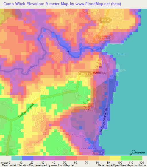 Camp Witek,Guam Elevation Map