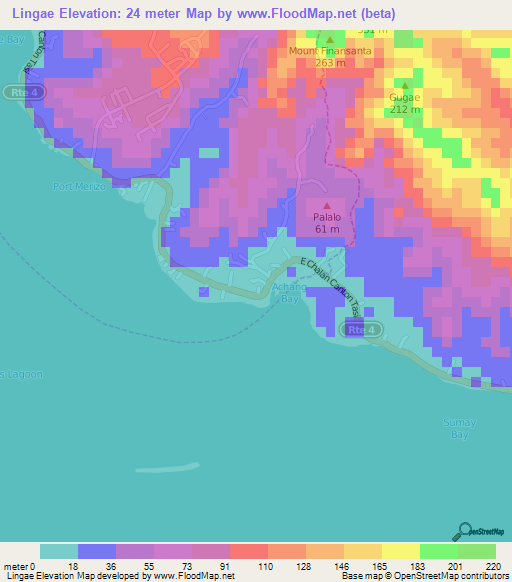 Lingae,Guam Elevation Map