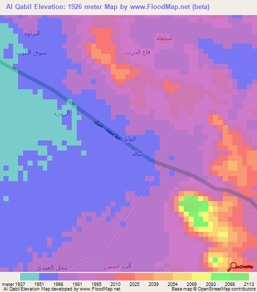 Al Qabil,Yemen Elevation Map