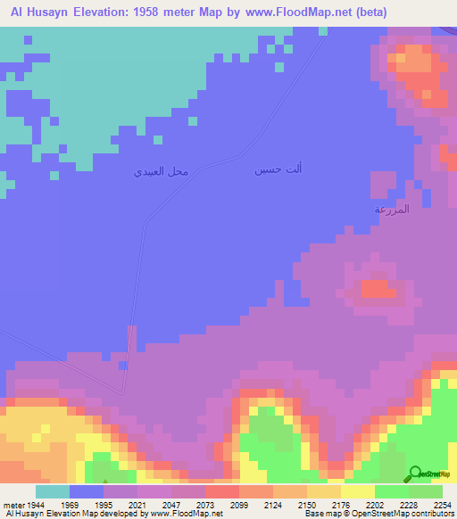 Al Husayn,Yemen Elevation Map