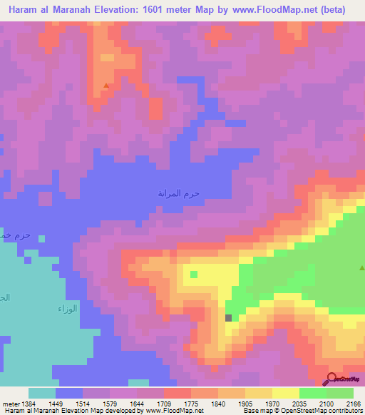 Haram al Maranah,Yemen Elevation Map