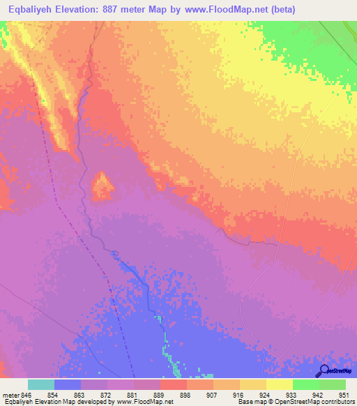 Eqbaliyeh,Iran Elevation Map