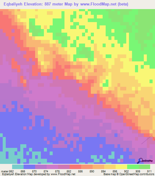 Eqbaliyeh,Iran Elevation Map