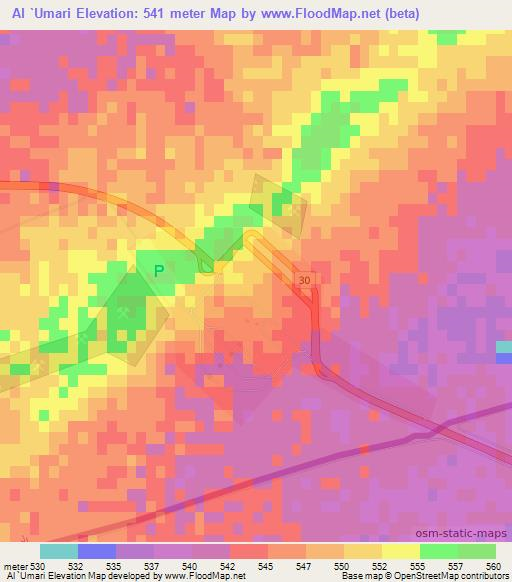 Al `Umari,Jordan Elevation Map
