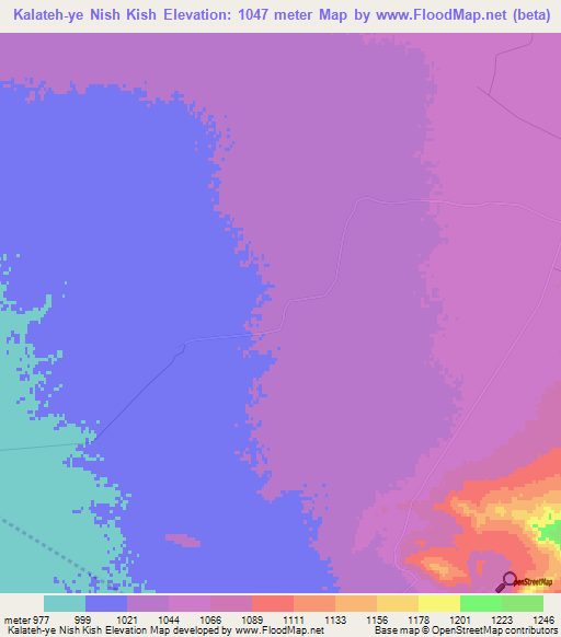 Kalateh-ye Nish Kish,Iran Elevation Map