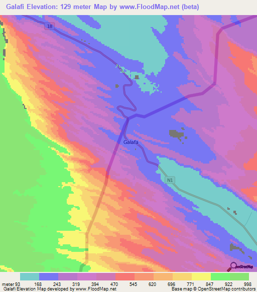 Galafi,Djibouti Elevation Map