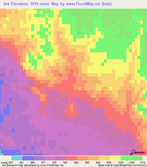 Ark,Iran Elevation Map
