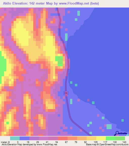 Akilo,Eritrea Elevation Map
