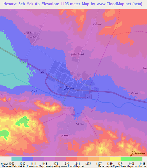 Hesar-e Seh Yek Ab,Iran Elevation Map