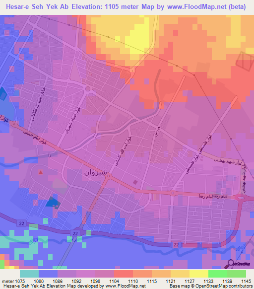 Hesar-e Seh Yek Ab,Iran Elevation Map
