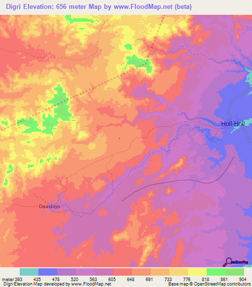 Digri,Djibouti Elevation Map