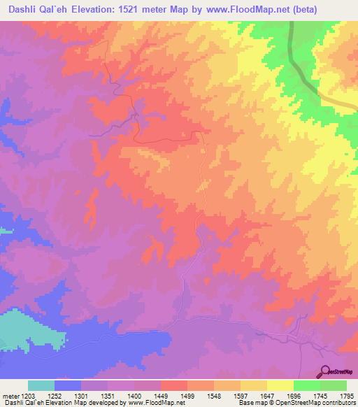 Dashli Qal`eh,Iran Elevation Map