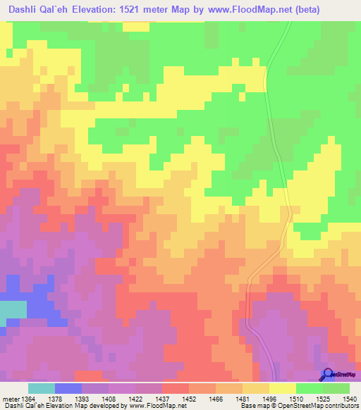 Dashli Qal`eh,Iran Elevation Map