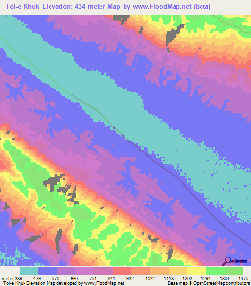 Tol-e Khuk,Iran Elevation Map