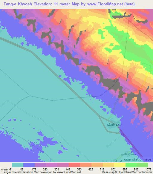 Tang-e Khvosh,Iran Elevation Map