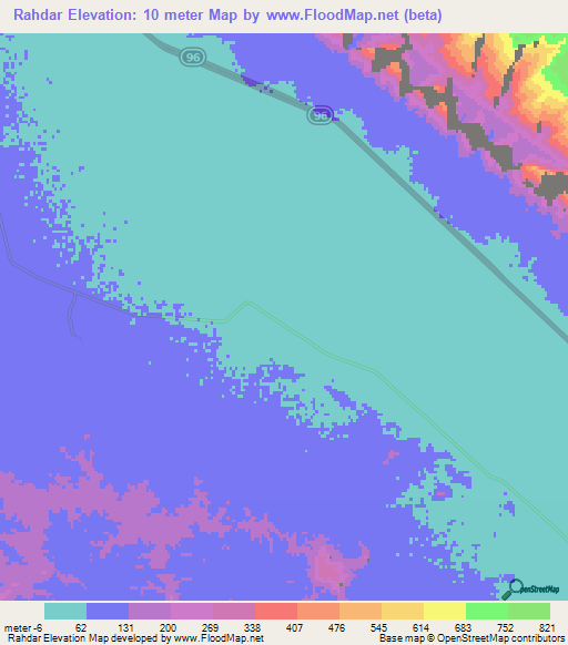Rahdar,Iran Elevation Map