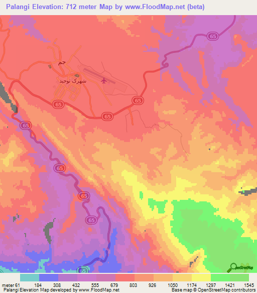 Palangi,Iran Elevation Map