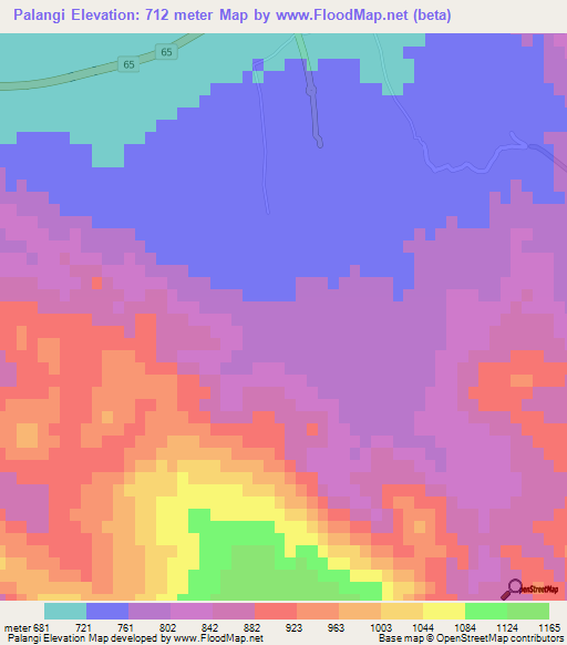 Palangi,Iran Elevation Map