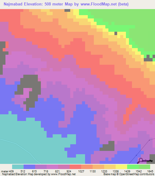 Najmabad,Iran Elevation Map
