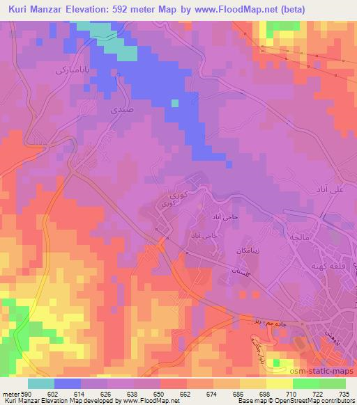 Kuri Manzar,Iran Elevation Map