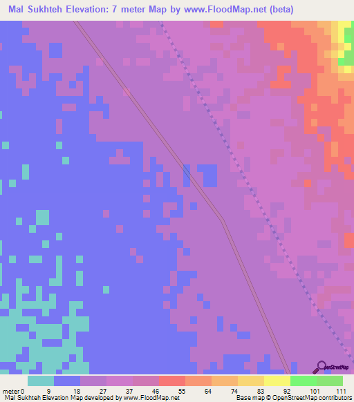 Mal Sukhteh,Iran Elevation Map