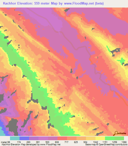 Kachhor,Iran Elevation Map