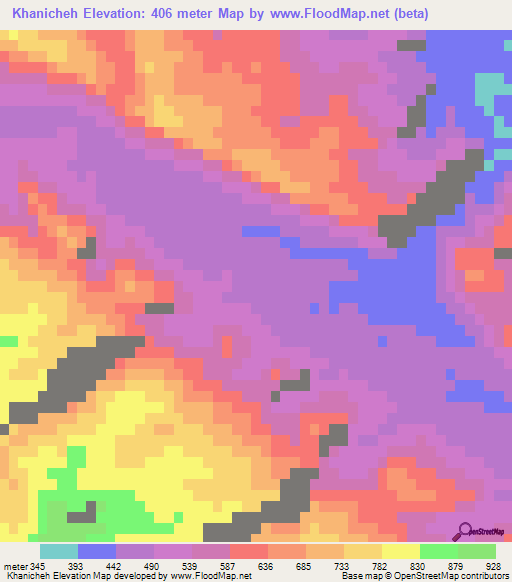 Khanicheh,Iran Elevation Map