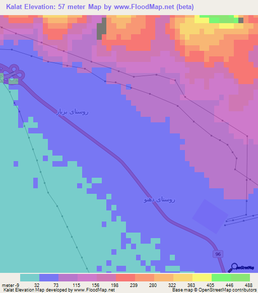 Kalat,Iran Elevation Map