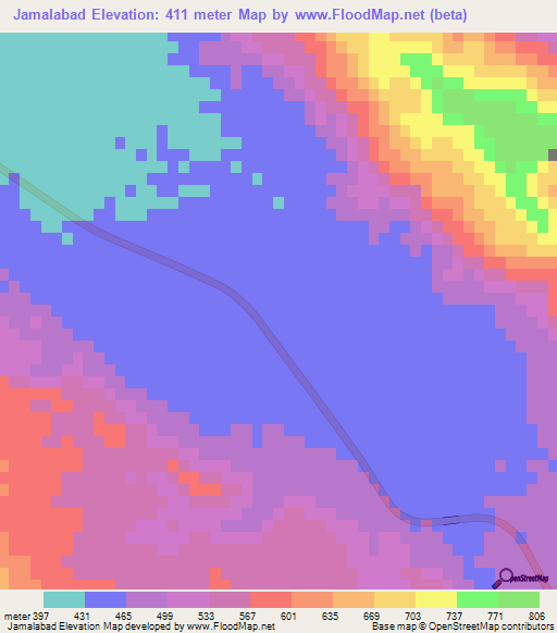 Jamalabad,Iran Elevation Map