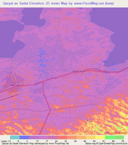 Qaryat as Sadat,Egypt Elevation Map