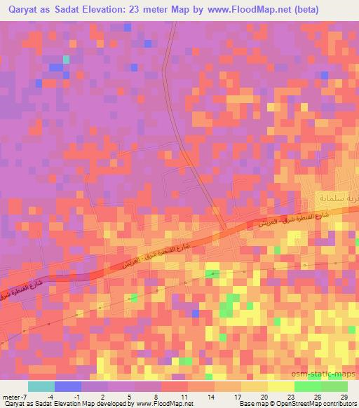 Qaryat as Sadat,Egypt Elevation Map