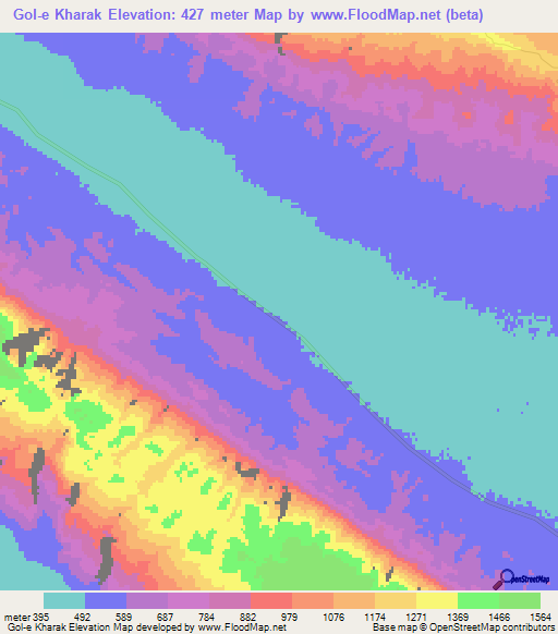 Gol-e Kharak,Iran Elevation Map