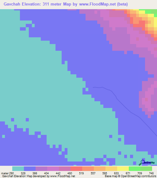 Gavchah,Iran Elevation Map