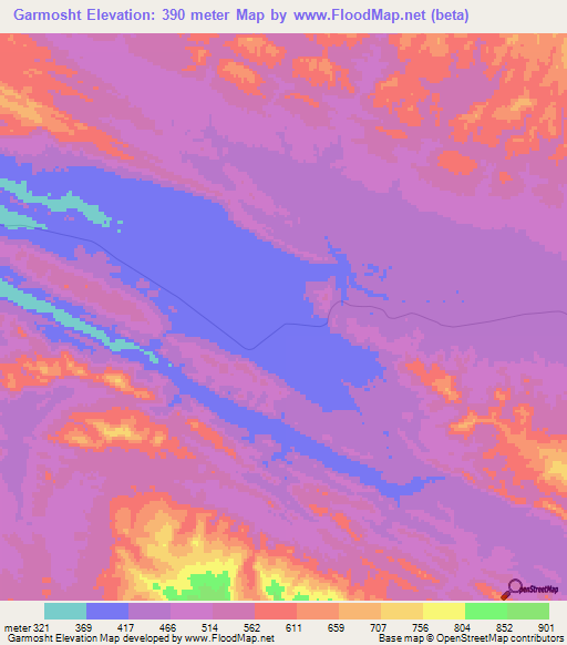 Garmosht,Iran Elevation Map