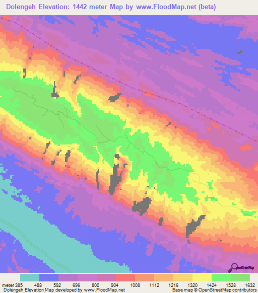 Dolengeh,Iran Elevation Map
