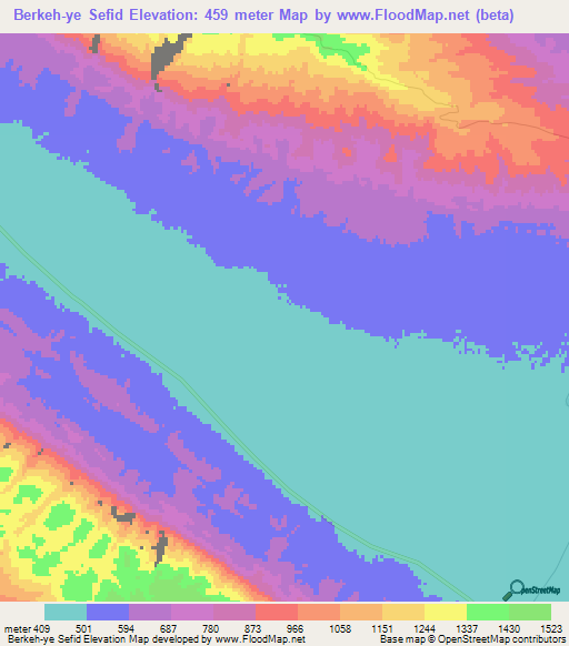 Berkeh-ye Sefid,Iran Elevation Map