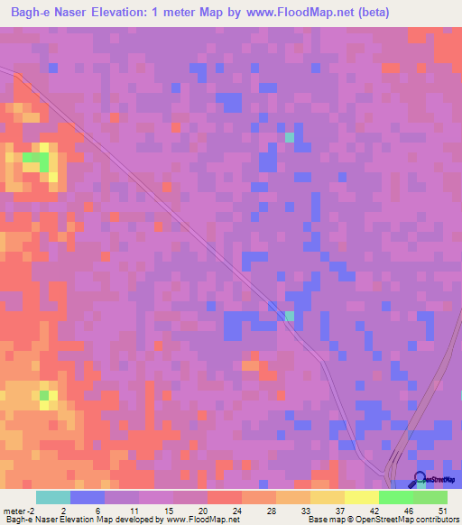 Bagh-e Naser,Iran Elevation Map