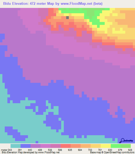 Bidu,Iran Elevation Map