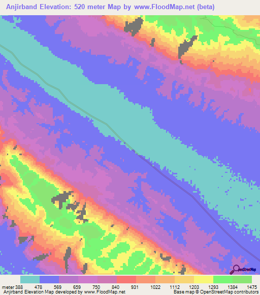 Anjirband,Iran Elevation Map