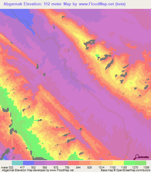 Abgarmak,Iran Elevation Map