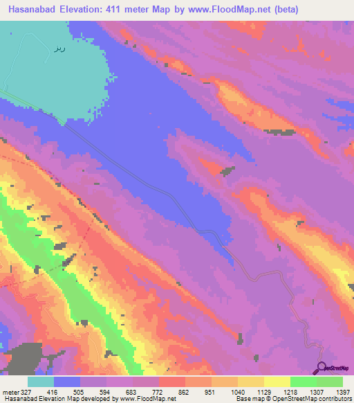 Hasanabad,Iran Elevation Map