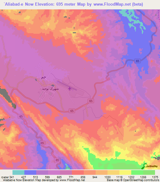 `Aliabad-e Now,Iran Elevation Map