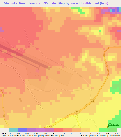 `Aliabad-e Now,Iran Elevation Map