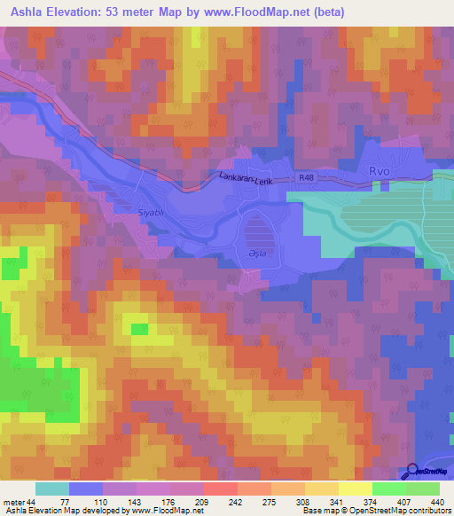 Ashla,Azerbaijan Elevation Map