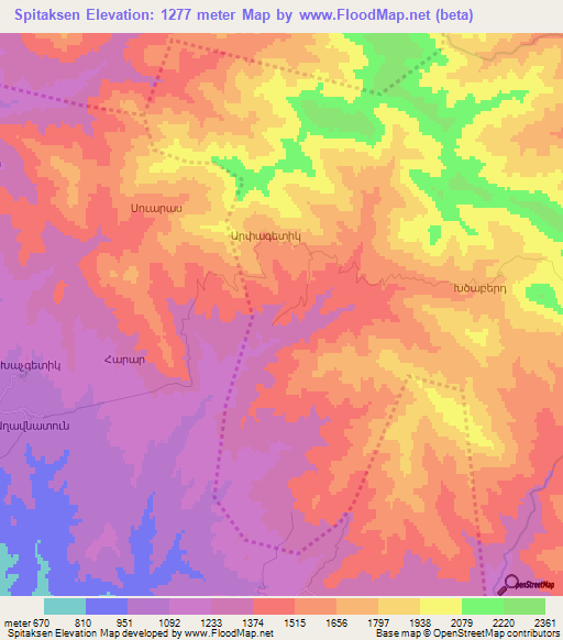 Spitaksen,Azerbaijan Elevation Map